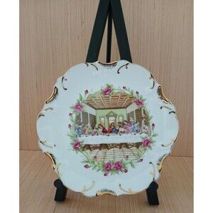 The Last Supper Plate Gold Trim Decorative Porcelain Made in Japan Beautiful!